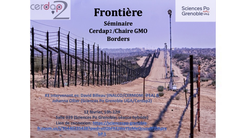 Le 12 février 2026 : Séance n°3 du séminaire "Frontière"