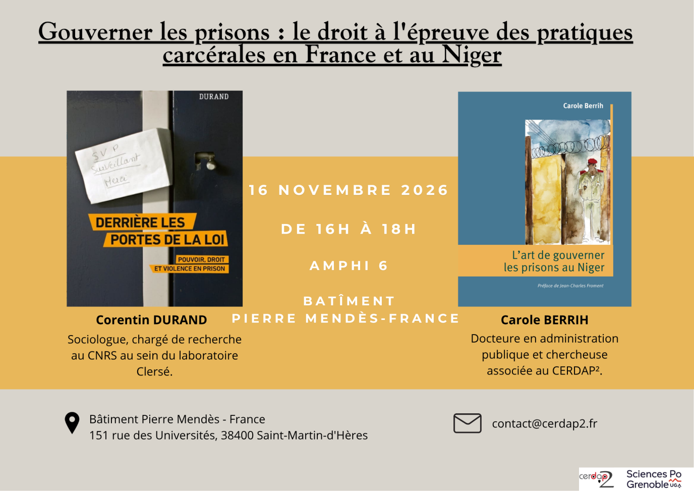 Présentation croisée des ouvrages de Carole BERRIH et Corentin DURAND